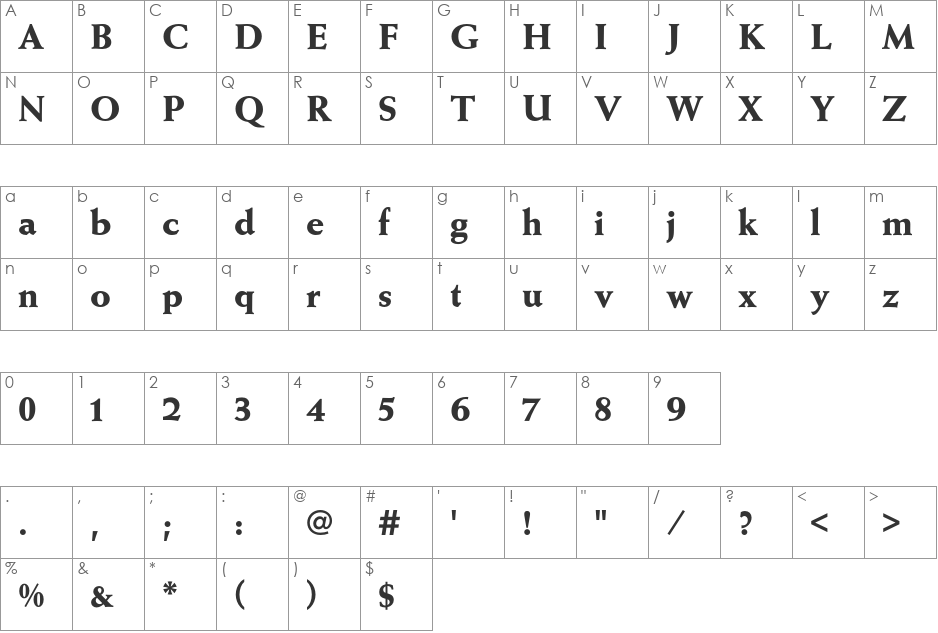 WeissAntiquaEF font character map preview
