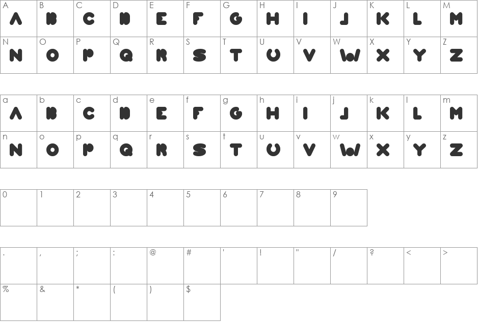WEKNOW WORLD font character map preview