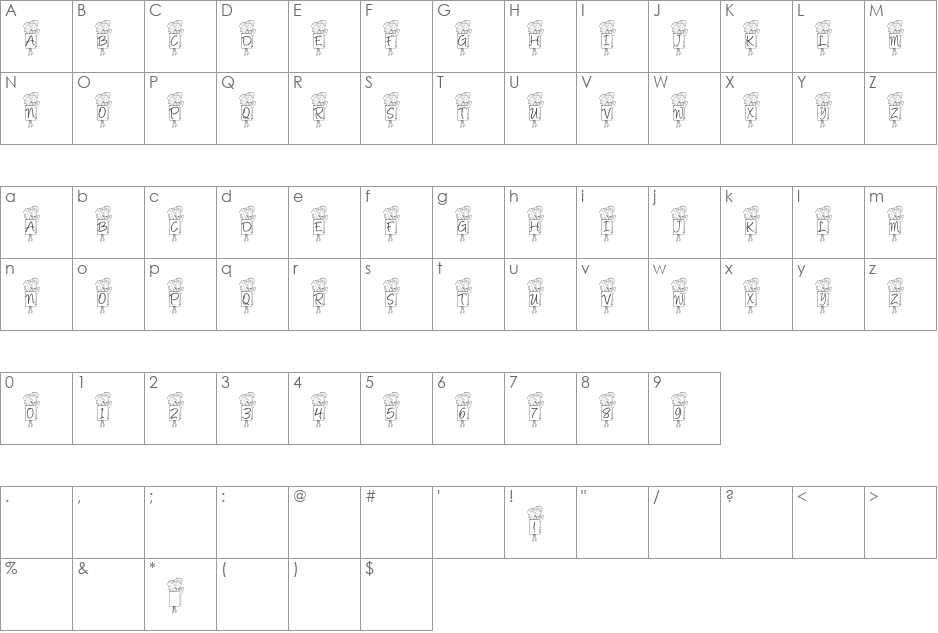 Welcome font character map preview