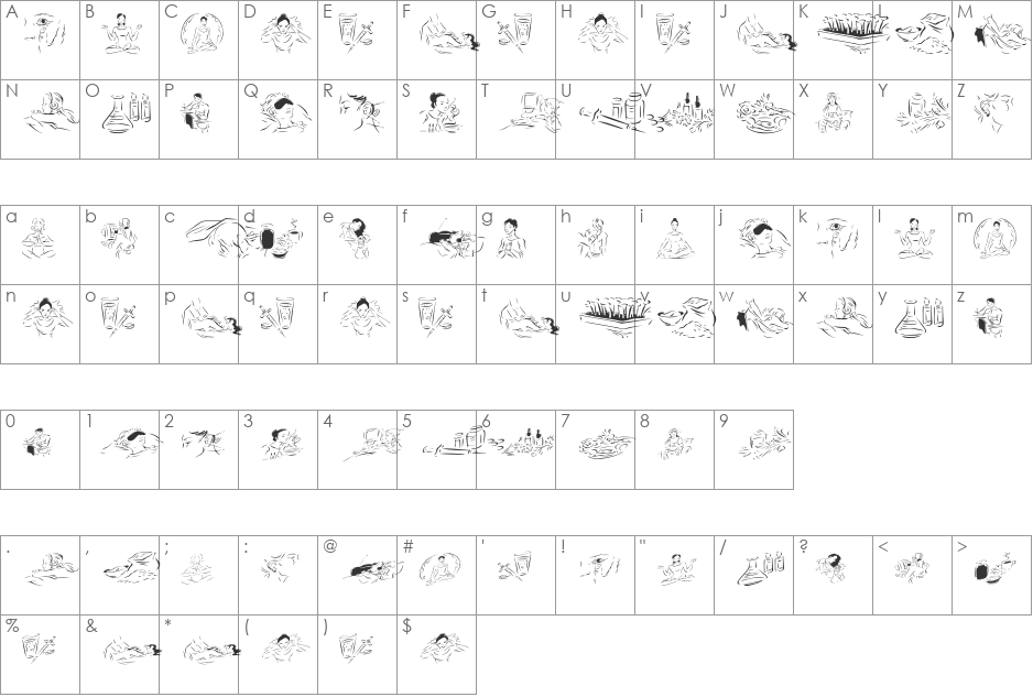 WellnessBoom font character map preview