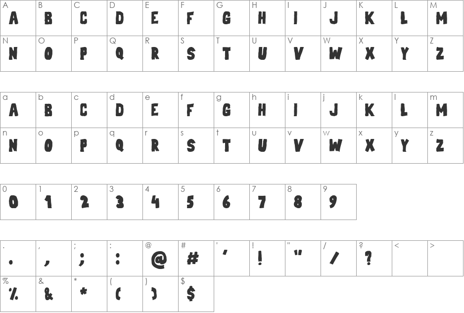 Weltmeister font character map preview