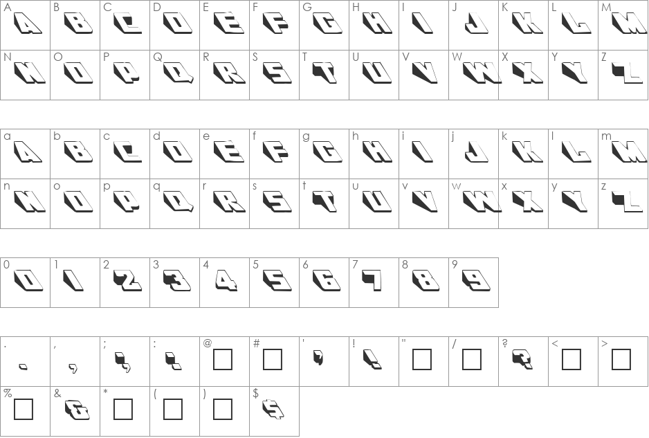 WENDELINE font character map preview