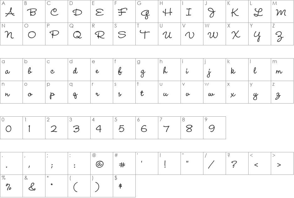 Wendy LP Std font character map preview