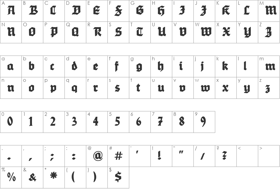 WerbedeutschUNZ1L font character map preview