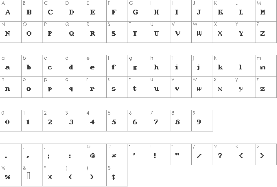 WerdnasReturn font character map preview