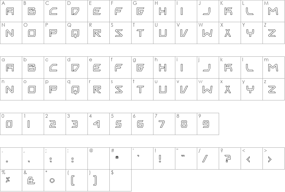 Werizite Windrow font character map preview