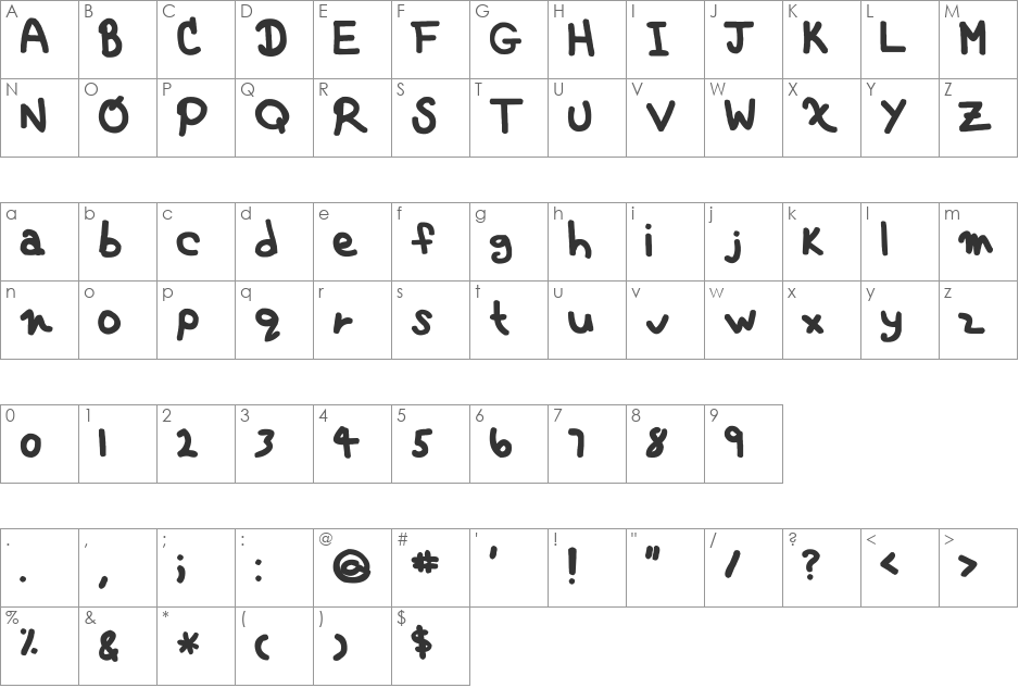 Weronikah font character map preview
