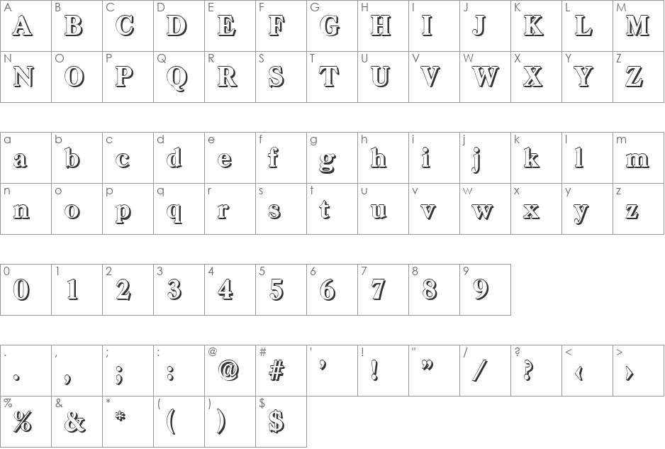 WesleyBeckerShadow-ExtraBold font character map preview