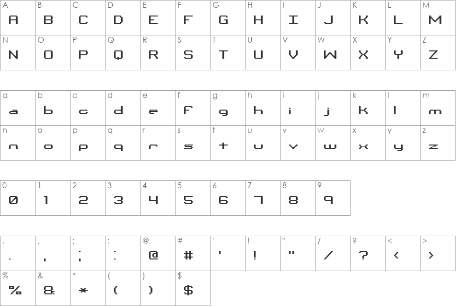 Binary CHR BRK font character map preview