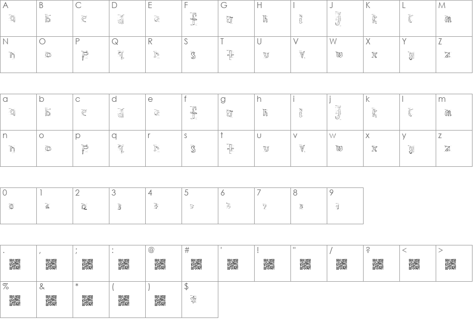 WesternClown font character map preview