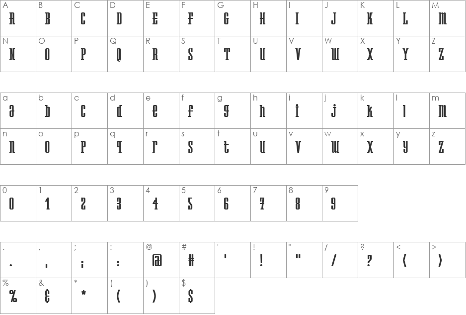 Westminster NDP font character map preview