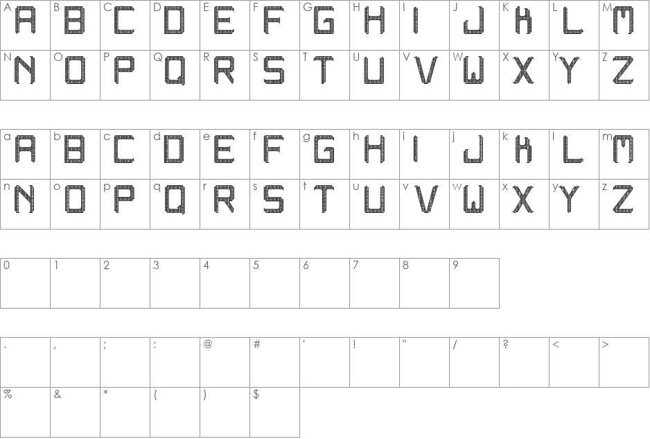 westranga st font character map preview