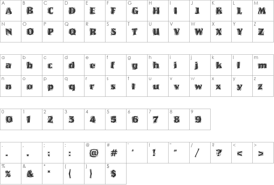 Westwood font character map preview