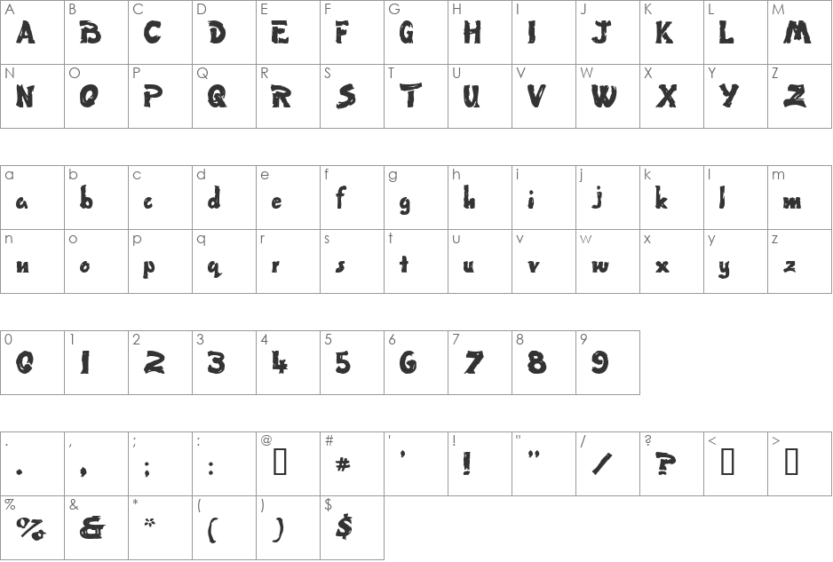 Wet Paint font character map preview
