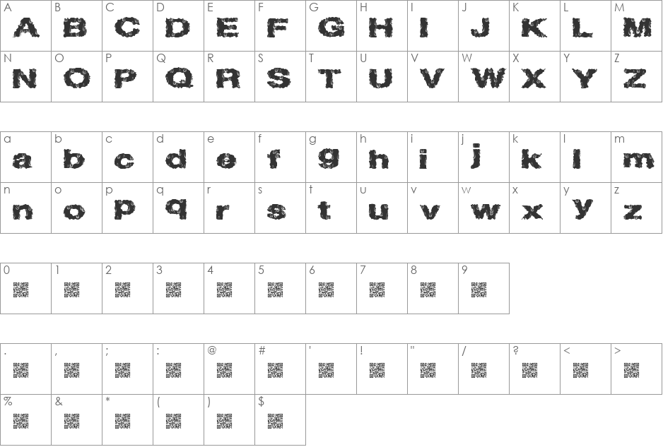 WetRazors font character map preview