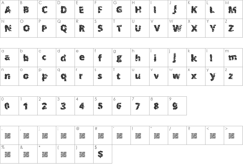 WetSpring font character map preview