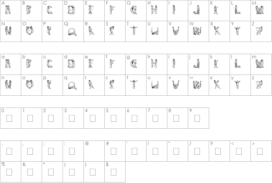WeygelBodies font character map preview