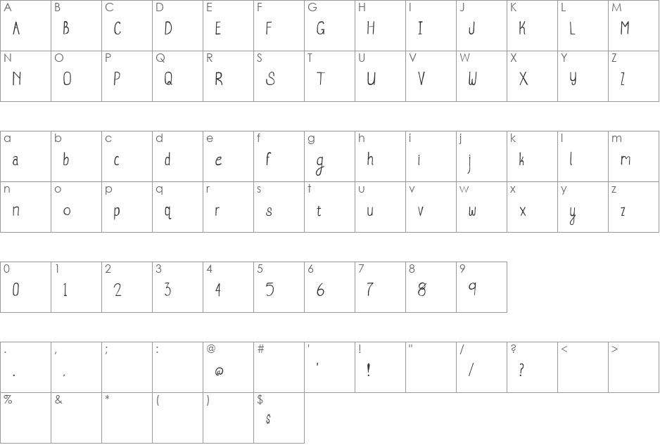 Whale Watching font character map preview