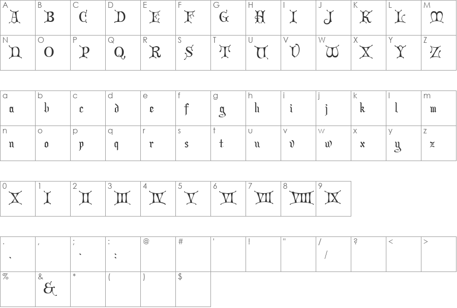Whales Lover font character map preview