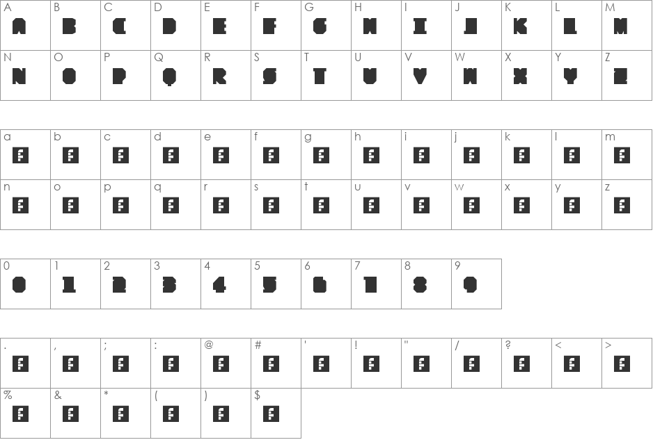 What the block! font character map preview