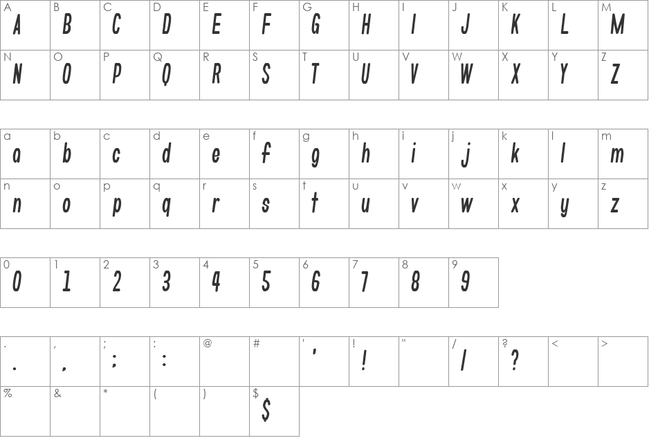 What's Love? Konnamozi font character map preview