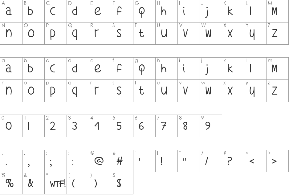 What's My Age Again font character map preview
