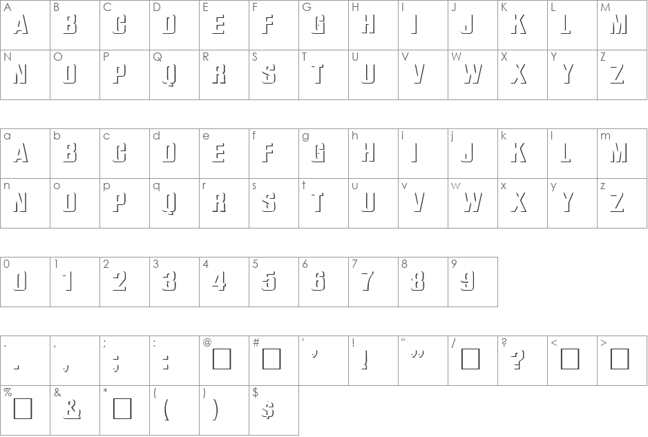 WhatA-Relief font character map preview