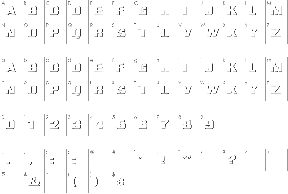 WhatA-Relief Ex font character map preview