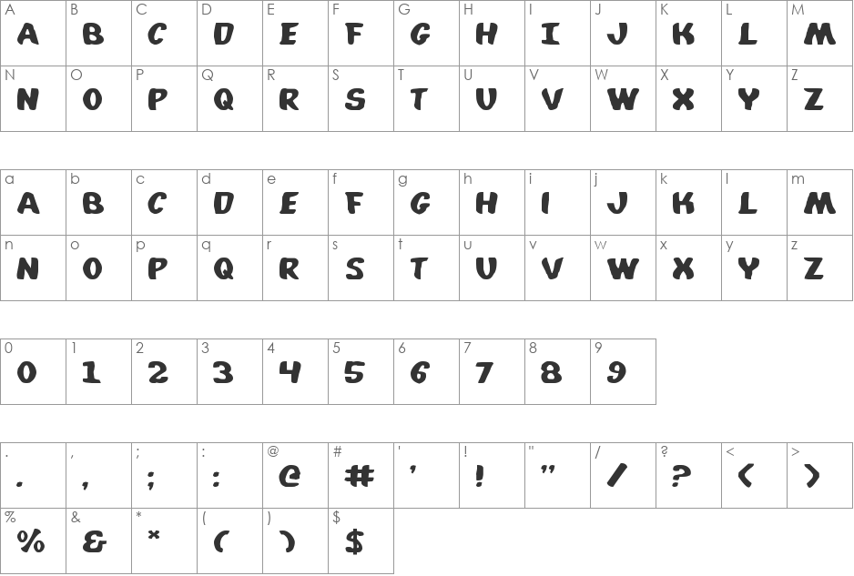 Whatafont Expanded font character map preview
