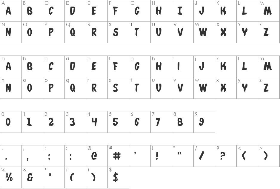 Whatafont Shadow font character map preview