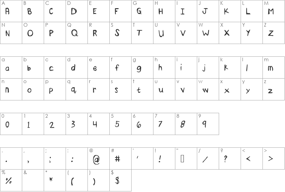 Whatamess font character map preview