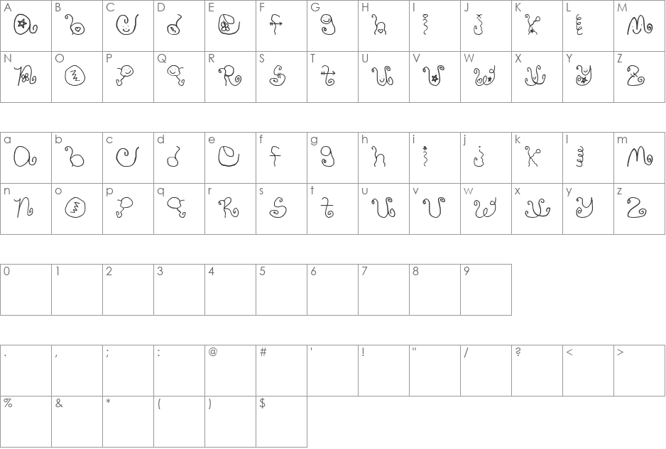 WhatchaMaCallit font character map preview