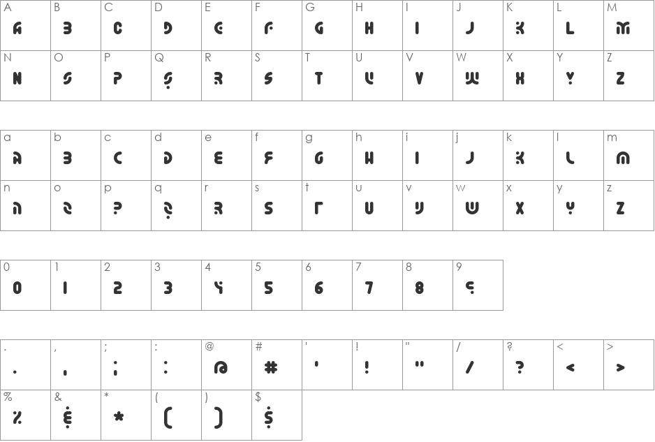 Whatever BRK font character map preview