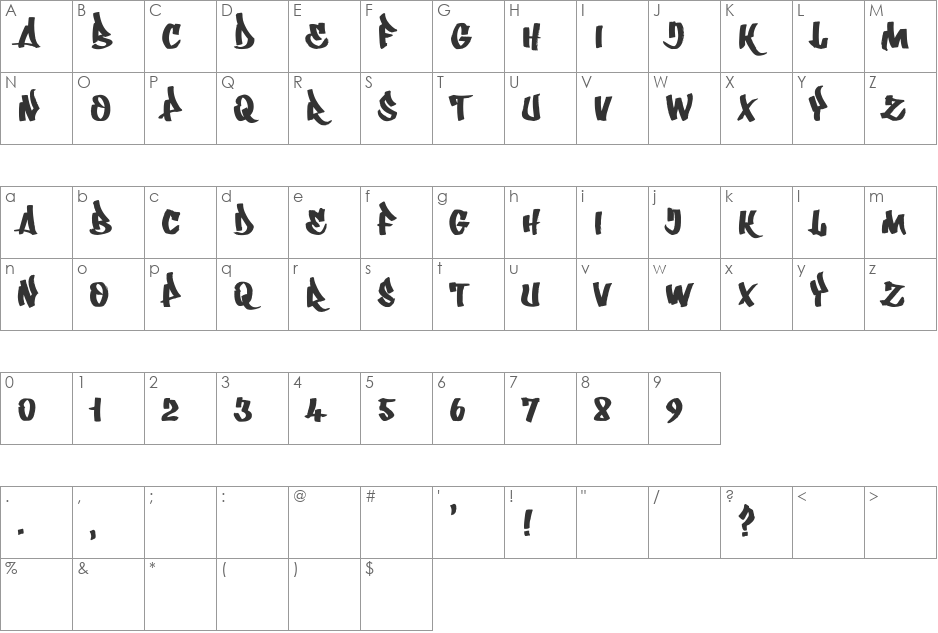 Whatka font character map preview