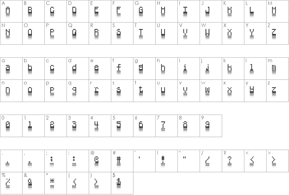 WhatUP font character map preview