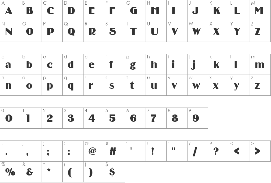 BinnerD font character map preview