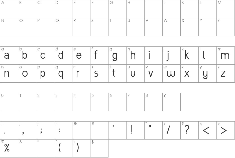 WheelChair Beta4 Sans font character map preview