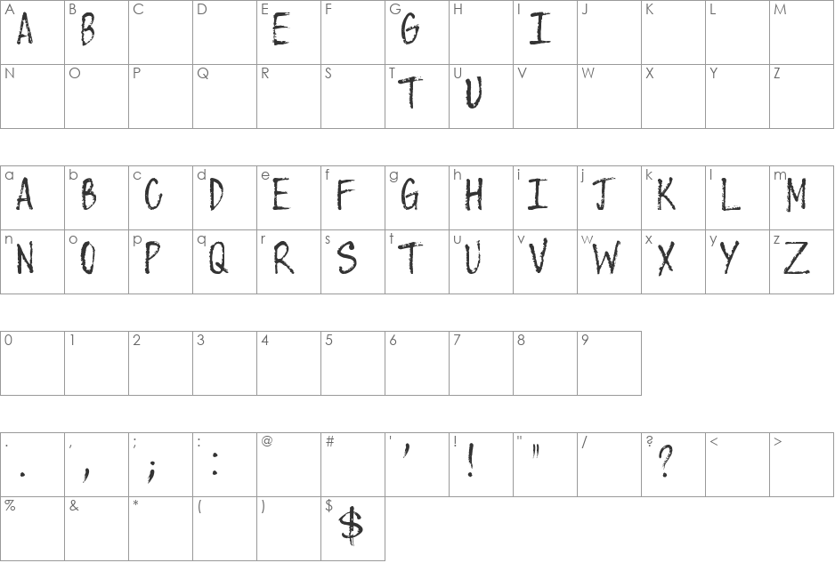 When You're Gone font character map preview