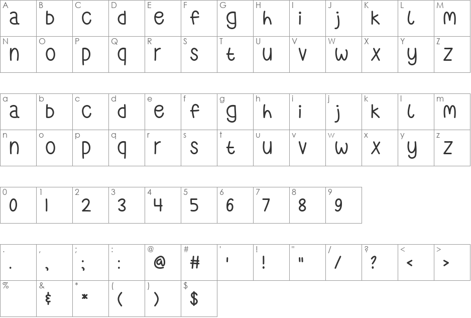 Where The Lonely Ones Roam font character map preview