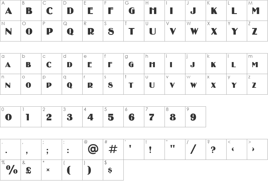 Binner_Di font character map preview