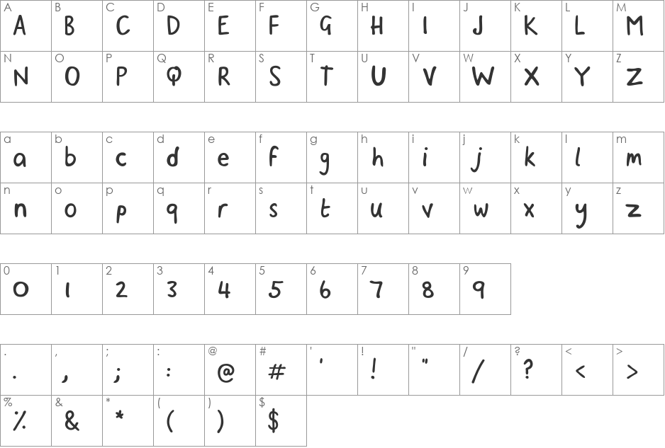 Binx font character map preview