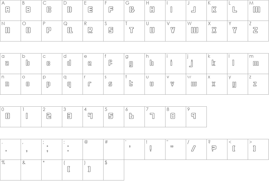 Bio-disc font character map preview