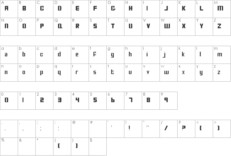 Bio-disc Thin font character map preview