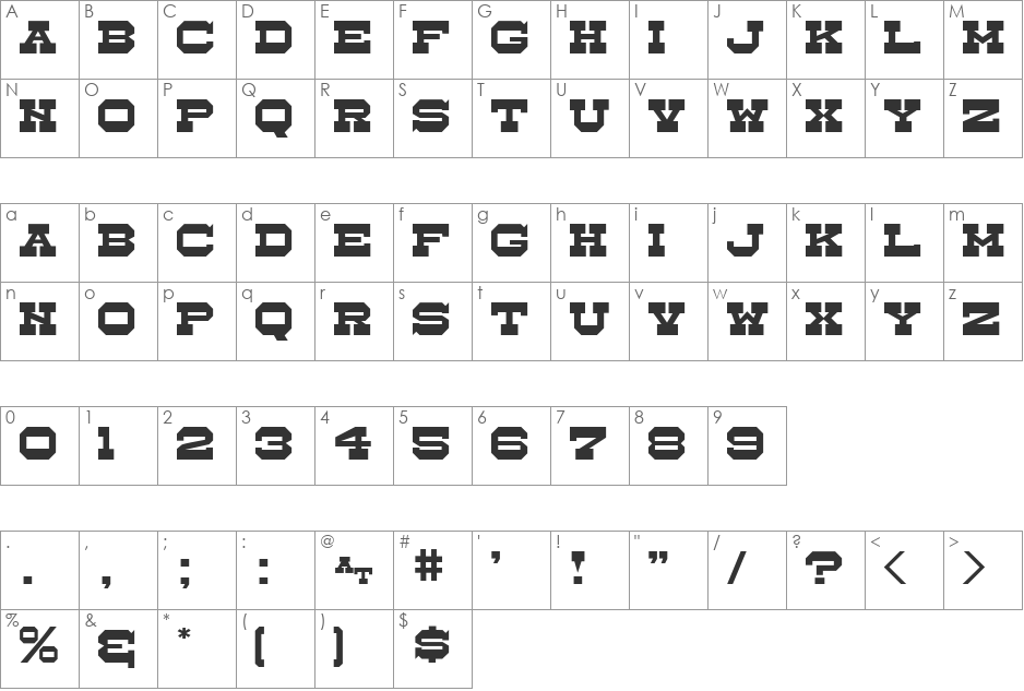Whistle Stop JL font character map preview