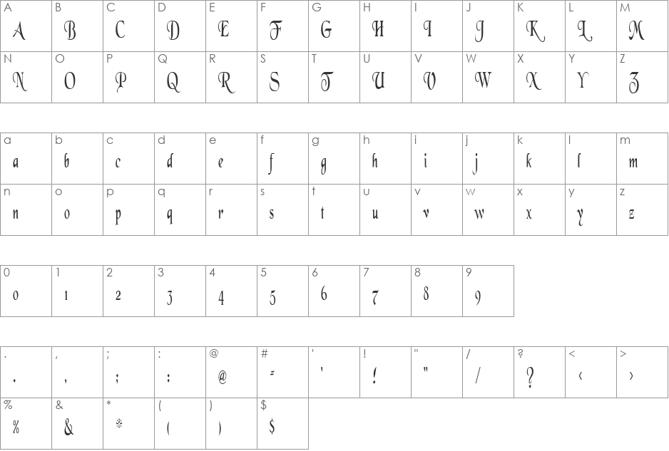 White font character map preview