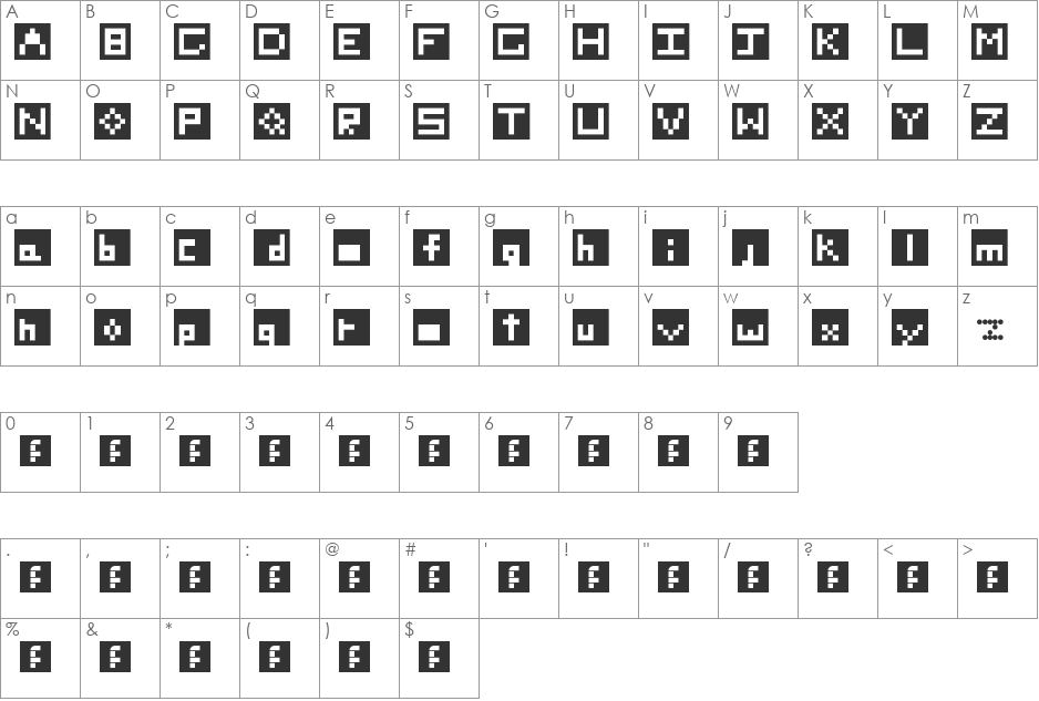 white font character map preview