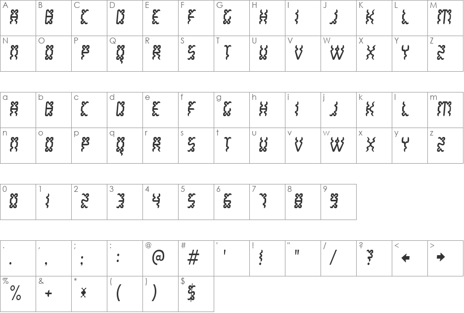 White Lake font character map preview