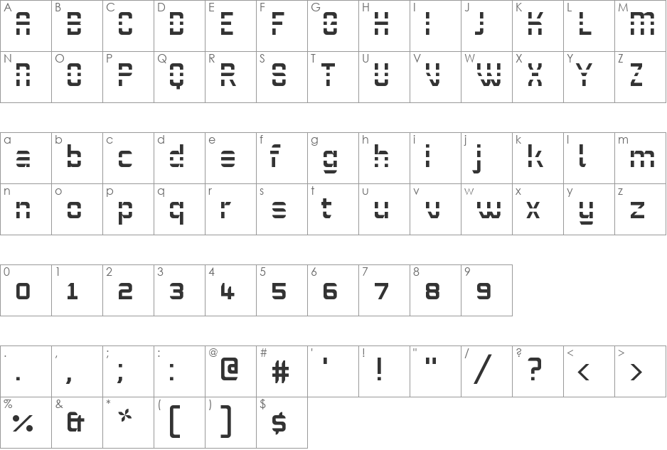 WHITE LINES font character map preview