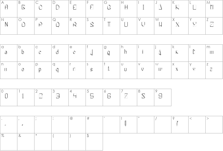 White-Knight font character map preview