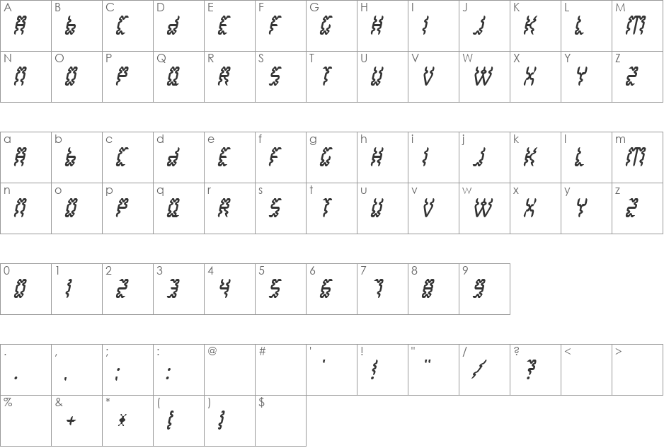 WhiteLake font character map preview